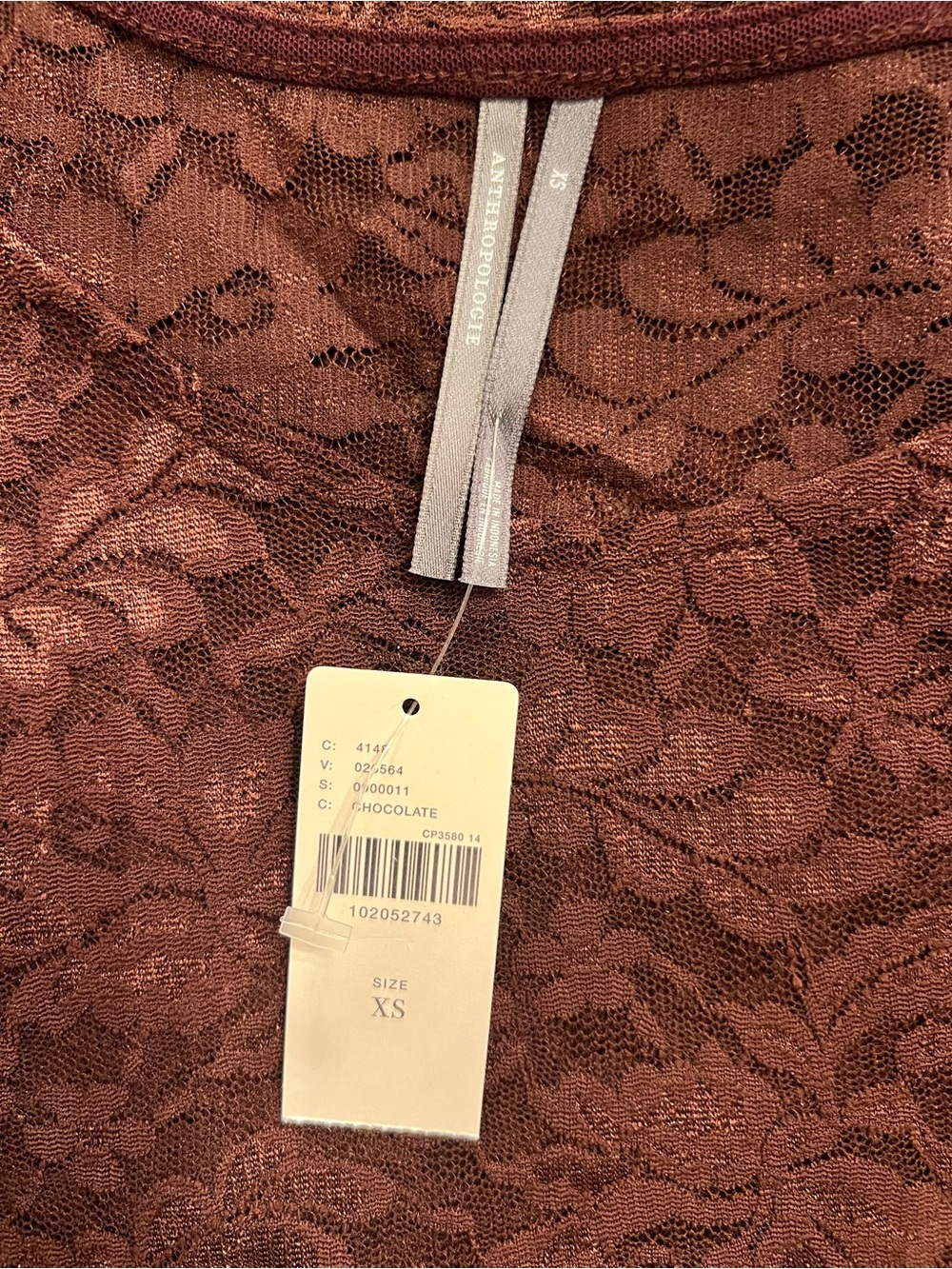 Anthropologie Women's Lace Long-Sleeve Top - Brown - Picture 6 of 6